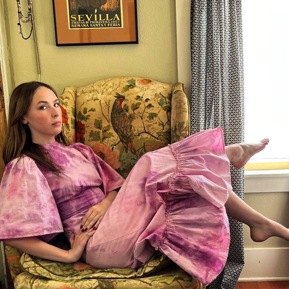 Pink hand dyed summer cotton dress